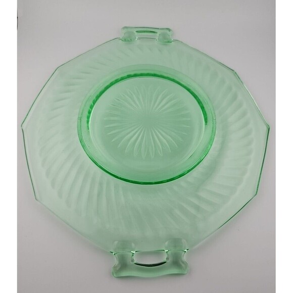 Uranium Glass - Imperial Twisted Optic Cake Plate 11in diameter - Picture 7 of 14